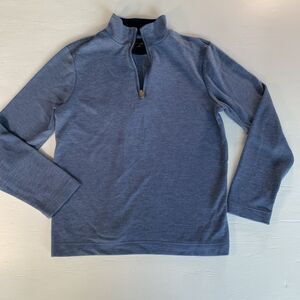Banana Republic Sweater Men's Large Blue Knit 1/4 Zip Casual Smooth Textured